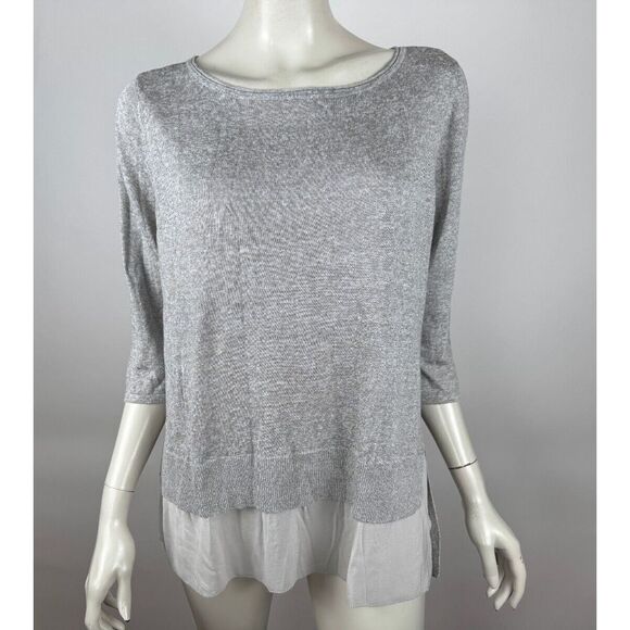 Eileen‎ Fisher Knit Linen Silk Top Women XL EUC 3/4 Sleeve Lightweight Sweater